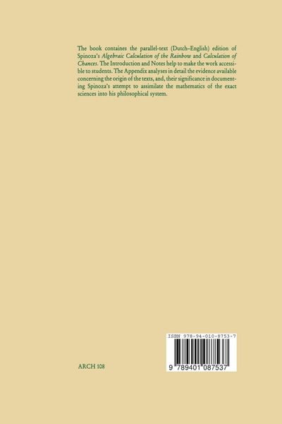 Produktbild: Spinoza&rsquo;s Algebraic Calculation of the Rainbow & Calculation of Chances