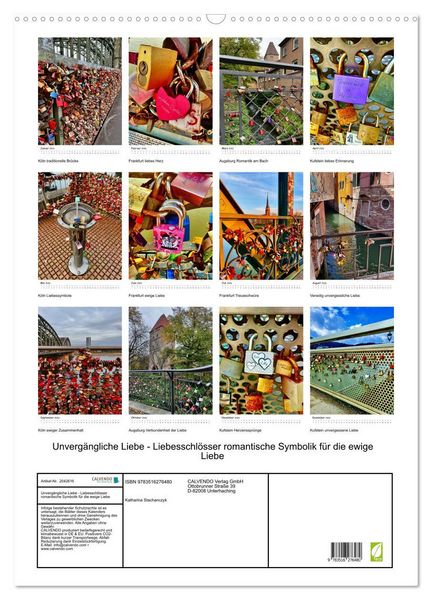 Produktbild: Unverg&auml;ngliche Liebe - Liebesschl&ouml;sser romantische Symbolik f&uuml;r die ewige Liebe (Wandkalender 2026 DIN A2 hoch), CALVENDO Monatskalender