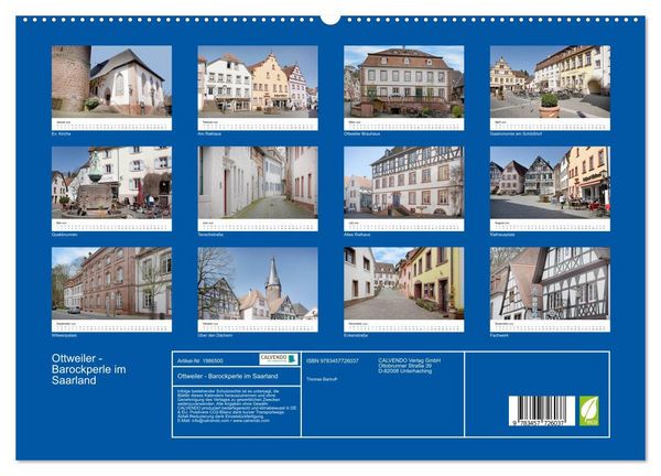 Produktbild: Ottweiler - Barockperle im Saarland (hochwertiger Premium Wandkalender 2026 DIN A2 quer), Kunstdruck in Hochglanz