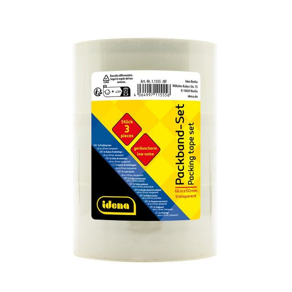 Produktbild: Idena Packband ger&auml;uscharm transparent 5cmx66m 3 St&uuml;ck