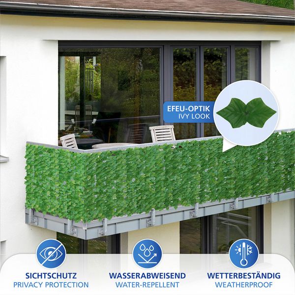 Produktbild: Sichtschutzmatte Efeu 3x1m, gr&uuml;n, Kunststoff, 100x300 cm, pflegeleicht und wetterbest&auml;ndig