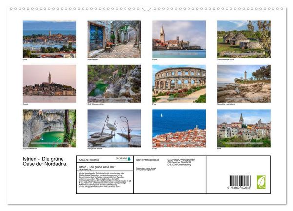 Produktbild: Istrien - Die gr&uuml;ne Oase der Nordadria. (hochwertiger Premium Wandkalender 2027 DIN A2 quer), Kunstdruck in Hochglanz
