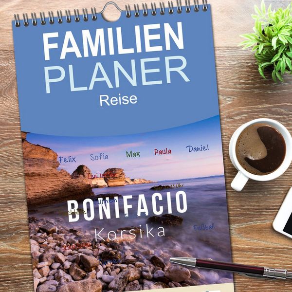 Produktbild: Familienplaner 2026 - Bonifacio. Korsika mit 5 Spalten (Wandkalender, 21 x 45 cm) CALVENDO
