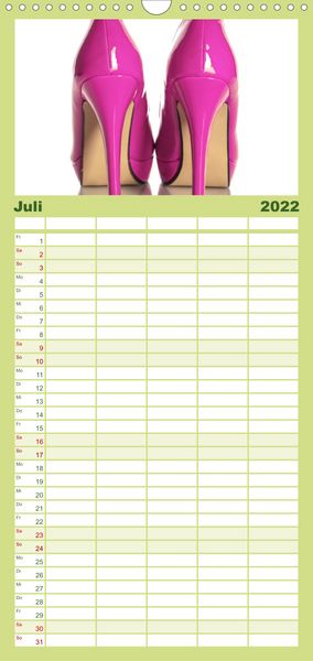 Produktbild: Familienplaner Farbenfrohe High Heels (Wandkalender 2022 , 21 cm x 45 cm, hoch)