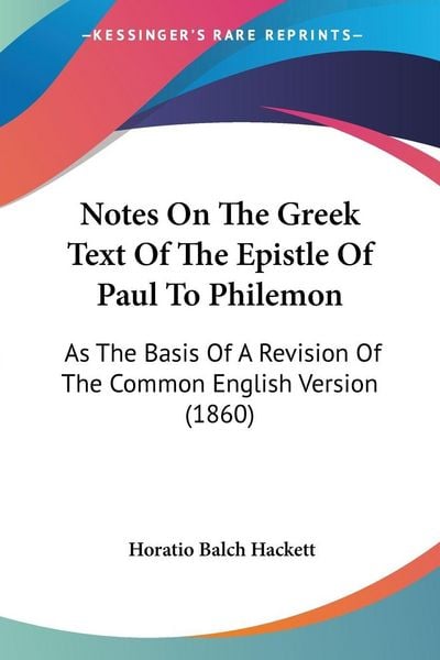 Produktbild: Notes On The Greek Text Of The Epistle Of Paul To Philemon