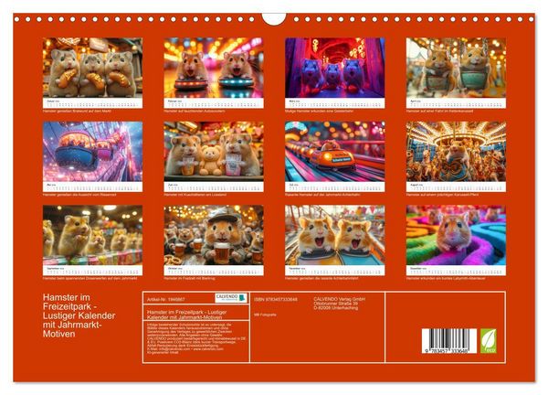 Produktbild: Hamster im Freizeitpark - Lustiger Kalender mit Jahrmarkt-Motiven (Wandkalender 2026 DIN A3 quer), CALVENDO Monatskalender