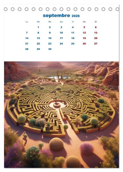Produktbild: Les &eacute;nigmes du labyrinthe (Calendrier de bureau 2026 DIN A5 horizontal), CALVENDO calendrier mensuel