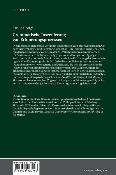 Produktbild: Grammatische Inszenierung von Erinnerungsprozessen