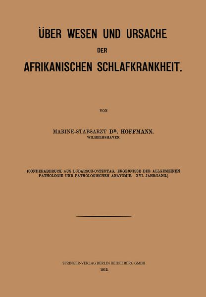 Produktbild: &Uuml;ber Wesen und Ursache der afrikanischen Schlafkrankheit