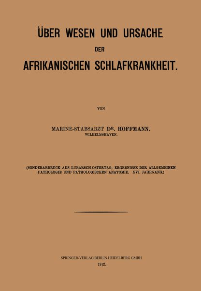 Produktbild: &Uuml;ber Wesen und Ursache der afrikanischen Schlafkrankheit