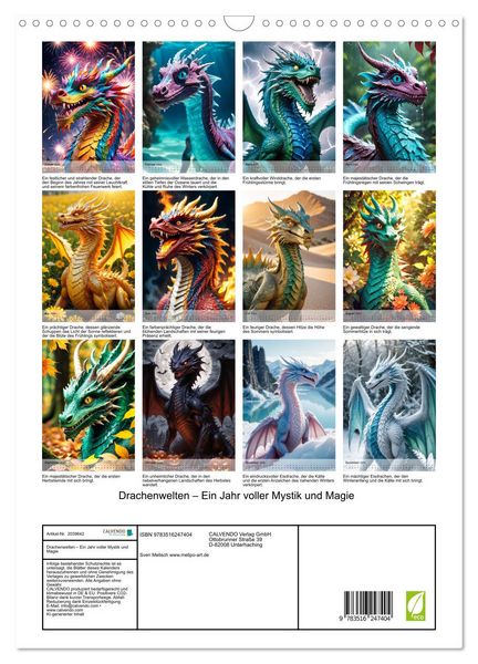 Produktbild: Drachenwelten &ndash; Ein Jahr voller Mystik und Magie (Wandkalender 2026 DIN A3 hoch), CALVENDO Monatskalender