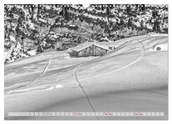 Produktbild: Arlberg black and white (Wandkalender 2026 DIN A3 quer), CALVENDO Monatskalender