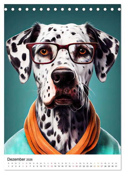 Produktbild: Hunde im Hipster Stil (Tischkalender 2026 DIN A5 hoch), CALVENDO Monatskalender