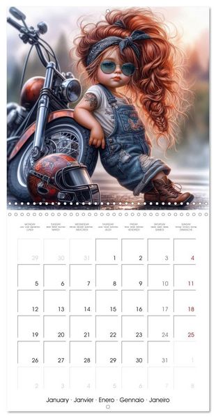 Produktbild: Born to Ride - Cool toddler girls and Motorbikes (Wall Calendar 2026 12 &times; 12 Inch) CALVENDO 12 Month Wall Calendar