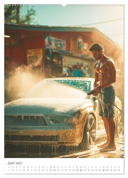 Produktbild: Starke M&auml;nner und Autos. Muskeln, Motoren und ein zarter Hauch von Abenteuer. (hochwertiger Premium Wandkalender 2027 DIN A2 hoch), Kunstdruck in Hochglanz