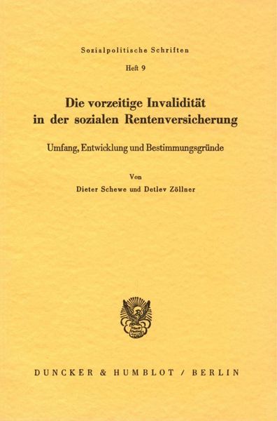 Produktbild: Die vorzeitige Invalidit&auml;t in der sozialen Rentenversicherung.