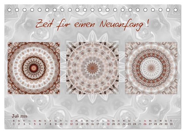 Produktbild: Mandala Trilogien (Tischkalender 2026 DIN A5 quer), CALVENDO Monatskalender