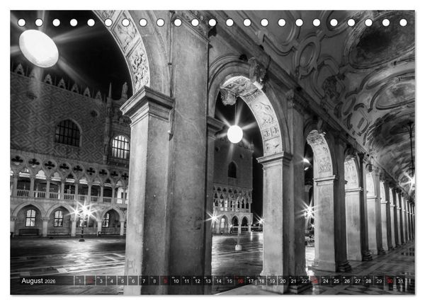 Produktbild: Leuchtendes Venedig &hellip;in monochrom (Tischkalender 2026 DIN A5 quer), CALVENDO Monatskalender