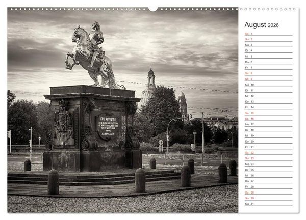 Produktbild: Dresden Schwarz-Wei&szlig; (Wandkalender 2026 DIN A2 quer), CALVENDO Monatskalender