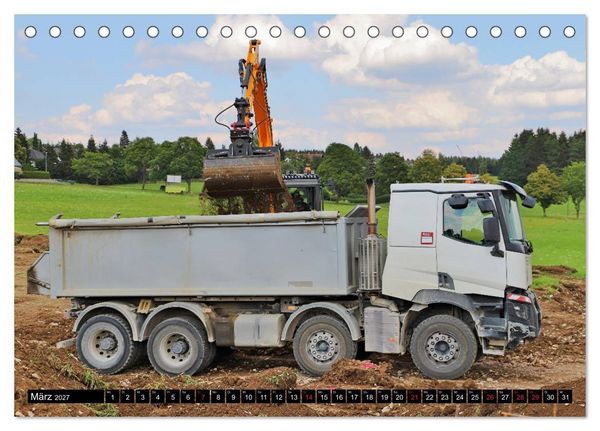 Produktbild: Baufahrzeuge auf der Baustelle (Tischkalender 2027 DIN A5 quer), CALVENDO Monatskalender
