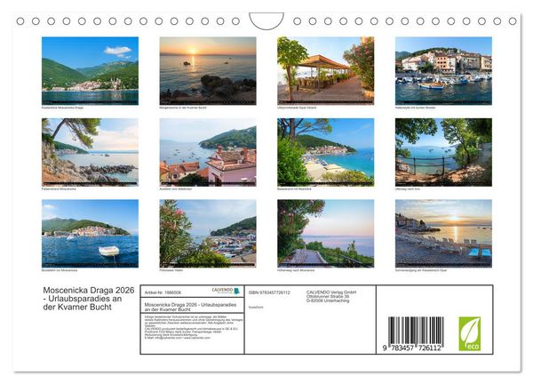 Produktbild: Moscenicka Draga 2026 - Urlaubsparadies an der Kvarner Bucht (Wandkalender 2026 DIN A4 quer), CALVENDO Monatskalender