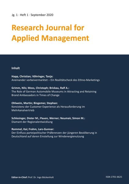 Produktbild: Research Journal for Applied Management - Jg. 1, Heft 1
