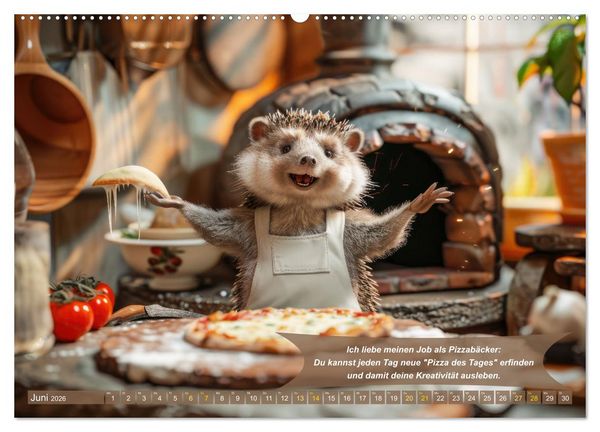 Produktbild: Tierisch lustige Pizzab&auml;cker (hochwertiger Premium Wandkalender 2026 DIN A2 quer), Kunstdruck in Hochglanz