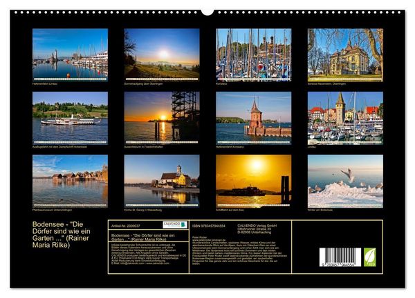 Produktbild: Bodensee - "Die D&ouml;rfer sind wie ein Garten ..." (Rainer Maria Rilke) (hochwertiger Premium Wandkalender 2026 DIN A2 quer), Kunstdruck in Hochglanz