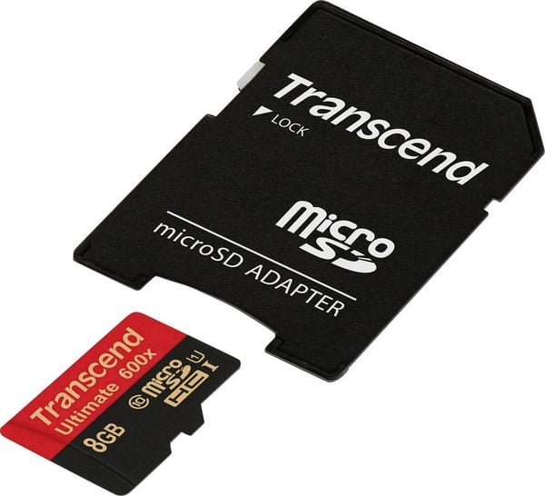 Transcend Ultimate (600x) microSDHC-Karte Industrial 8GB Class 10, UHS-I inkl. SD-Adapter