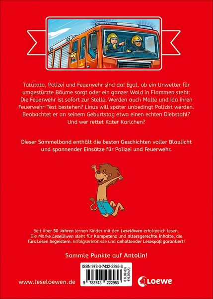 Produktbild: Die sch&ouml;nsten Lesel&ouml;wen-Geschichten zum Lesenlernen - Polizei und Feuerwehr