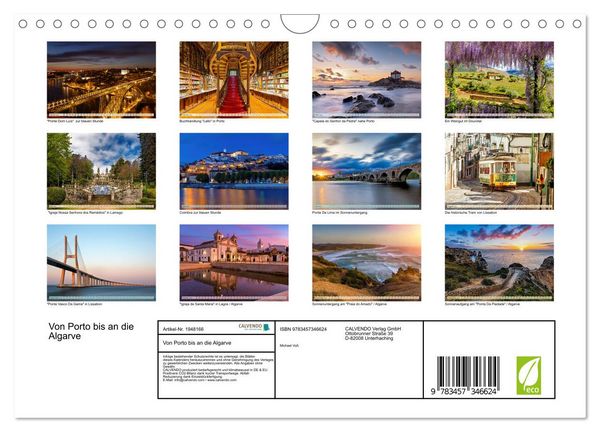 Produktbild: Von Porto bis an die Algarve (Wandkalender 2026 DIN A4 quer), CALVENDO Monatskalender