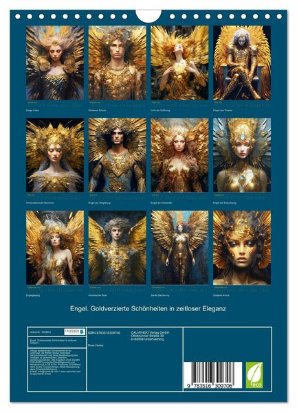 Produktbild: Engel. Goldverzierte Sch&ouml;nheiten in zeitloser Eleganz (Wandkalender 2026 DIN A4 hoch), CALVENDO Monatskalender