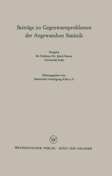 Produktbild: Beitr&auml;ge zu Gegenwartsproblemen der Angewandten Statistik
