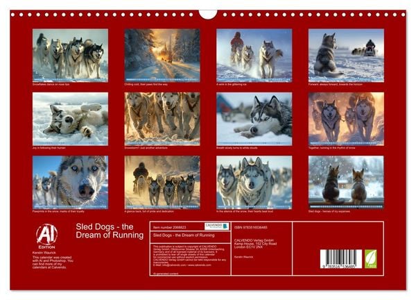 Produktbild: Sled Dogs - the Dream of Running (Wall Calendar 2026 DIN A3 landscape), CALVENDO 12 Month Wall Calendar
