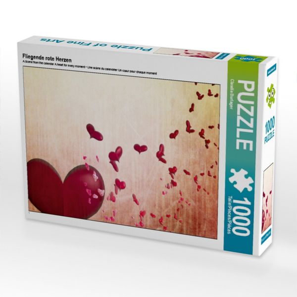 Produktbild: CALVENDO Puzzle Fliegende rote Herzen | 1000 Teile Lege-Gr&ouml;&szlig;e 64x48cm Foto-Puzzle f&uuml;r gl&uuml;ckliche Stunden