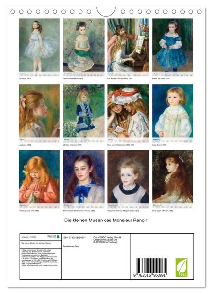 Produktbild: Die kleinen Musen des Monsieur Renoir (Wandkalender 2027 DIN A4 hoch), CALVENDO Monatskalender