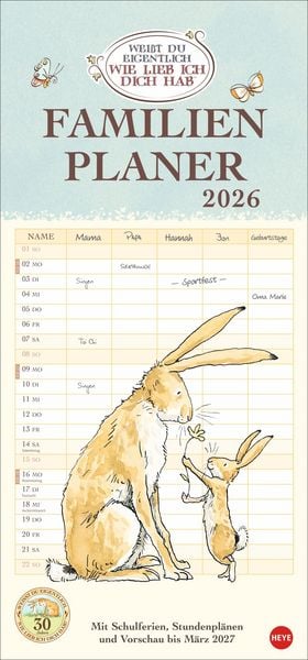 Produktbild: Weißt du eigentlich, wie lieb ich dich hab? Familienplaner 2026
