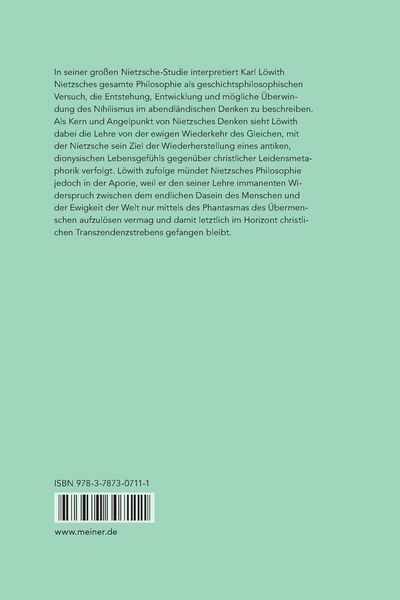 Produktbild: Nietzsches Philosophie der ewigen Wiederkehr des Gleichen