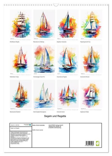 Produktbild: Segeln und Regatta (Wandkalender 2026 DIN A2 hoch), CALVENDO Monatskalender