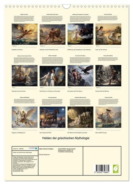 Produktbild: Helden der griechischen Mythologie (Wandkalender 2027 DIN A3 hoch), CALVENDO Monatskalender