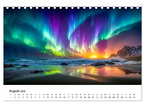 Produktbild: Aurora Borealis - Polarlicht Nordlicht (Tischkalender 2026 DIN A5 quer), CALVENDO Monatskalender