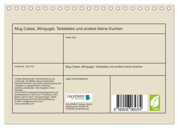 Produktbild: Mug Cakes, Minigugel, Tartelettes und andere kleine Kuchen (Tischkalender 2026 DIN A5 quer), CALVENDO Monatskalender