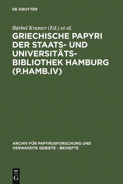 Produktbild: Griechische Papyri der Staats- und Universit&auml;tsbibliothek Hamburg (P.Hamb.IV)