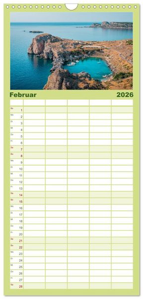 Produktbild: Familienplaner 2026 - Rhodos - Die Highlights der Insel mit 5 Spalten (Wandkalender, 21 x 45 cm) CALVENDO
