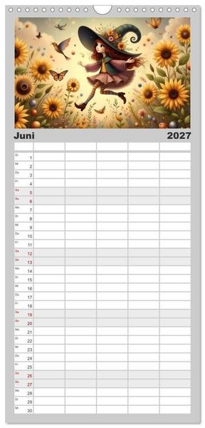 Produktbild: Familienplaner 2027 - Luna, die kleine Zauberhexe mit 5 Spalten (Wandkalender, 21 x 45 cm) CALVENDO