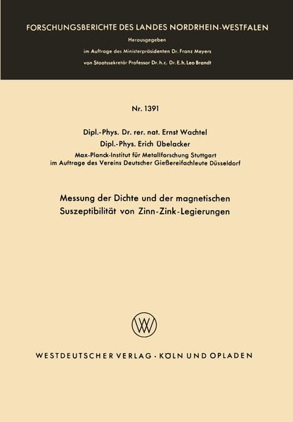 Produktbild: Messung der Dichte und der magnetischen Suszeptibilit&auml;t von Zinn-Zink-Legierungen