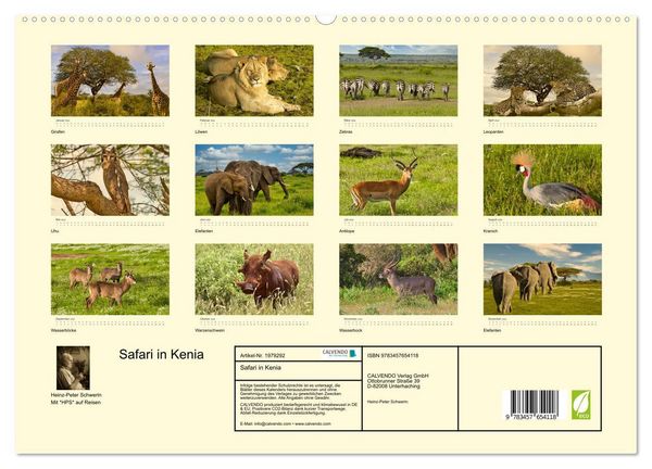 Produktbild: Safari in Kenia (Wandkalender 2026 DIN A2 quer), CALVENDO Monatskalender