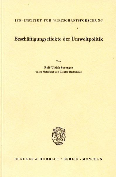 Produktbild: Besch&auml;ftigungseffekte der Umweltpolitik.