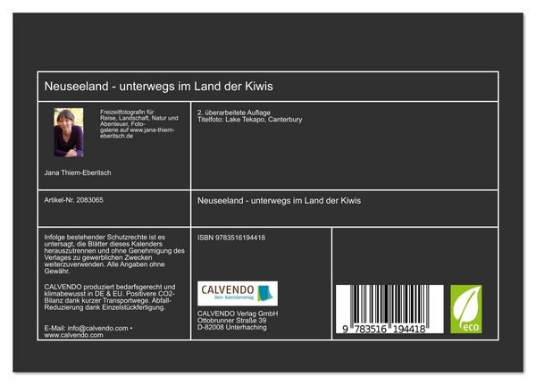 Produktbild: Neuseeland - unterwegs im Land der Kiwis (Tischkalender 2026 DIN A5 quer), CALVENDO Monatskalender