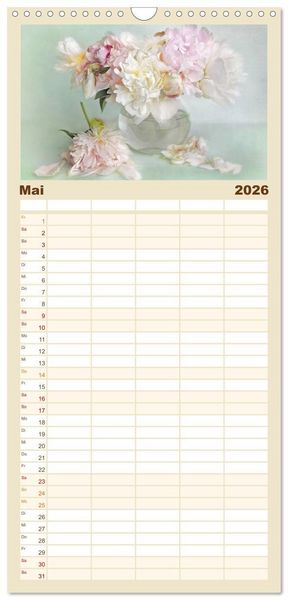 Produktbild: Familienplaner 2026 - Kleine Bl&uuml;tenwunder mit 5 Spalten (Wandkalender, 21 x 45 cm) CALVENDO